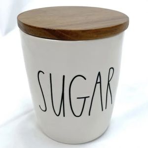 Rae Dunn “Sugar” Ceramic Canister Wood Lid Artisan Collection by Magenta NEWsel